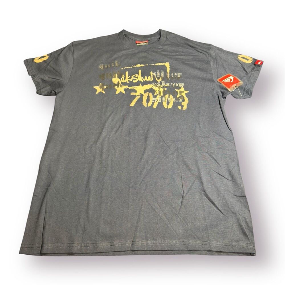 Quiksilver Graphic T-Shirt Size Large Dark‎ Gray Shirt Retro 100% Cotton Skater